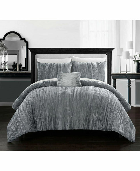 Chic Home Westmont 4-Piece King Comforter Set Gray New $430